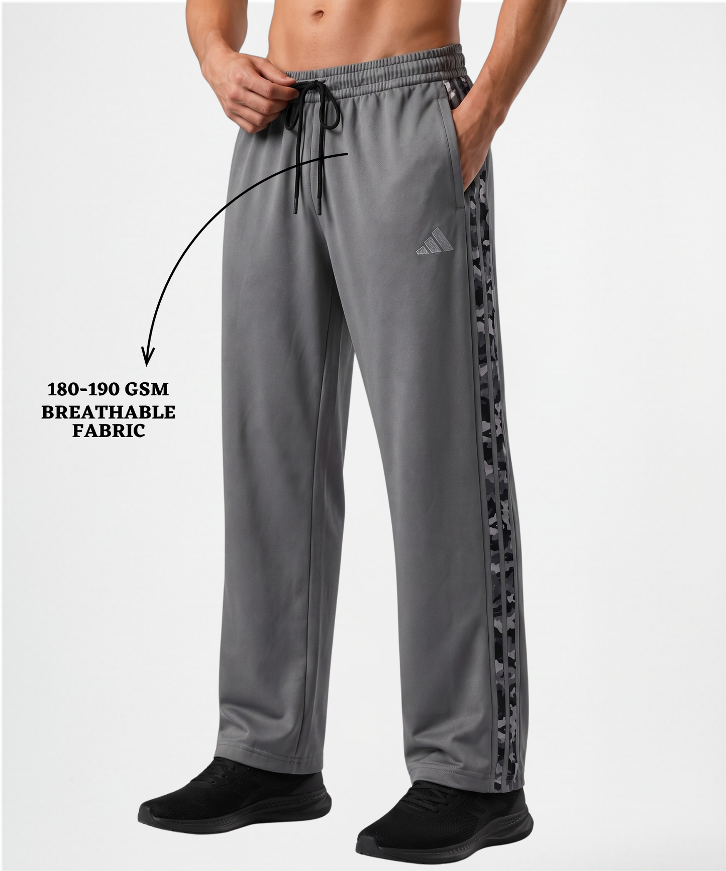 Imported Ns Terry Lycra TrackPant (GSM 180-190) | Comfort fit | Stylish Camouflage Side Patti