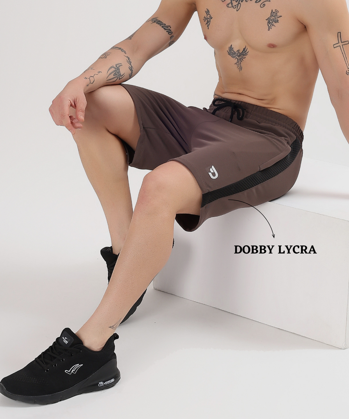 Sport Fit Shorts - Dobby Lycra with Bugdot Patch | GSM 250