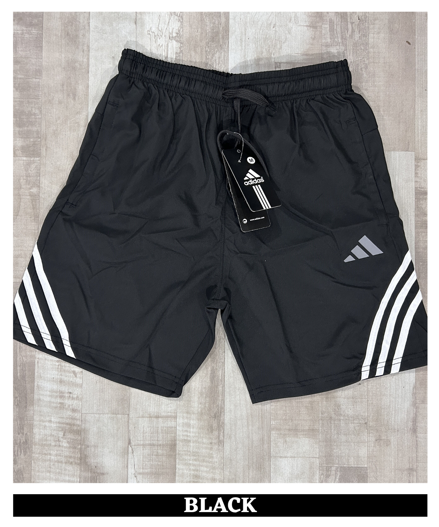 Imported Ns Parachute Lycra Shorts (15% Lycra 130 GSM) | Diagonal Triple Stripe