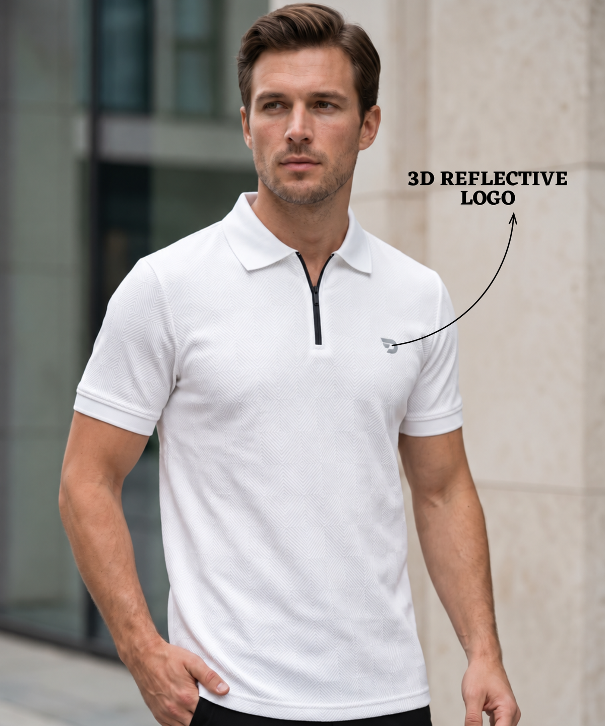 Denmonk Men's  Imported Jacquard Polo T-Shirt with Quater Zipper | 220 GSM | Regular Fit