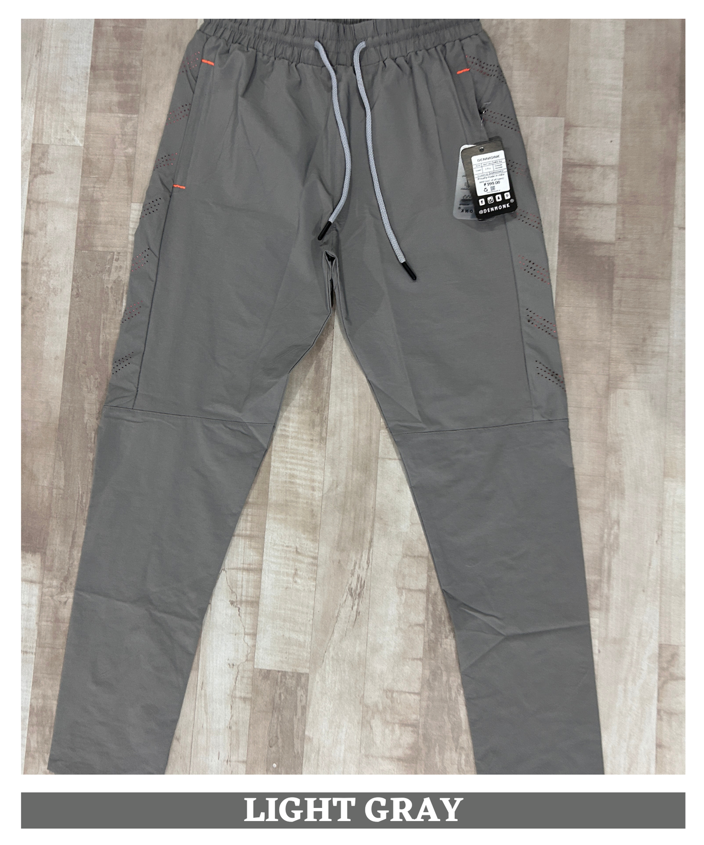Imported Nylon Crush Lycra Trackpant – 180 GSM  Stylish Laser Cut Patch Design