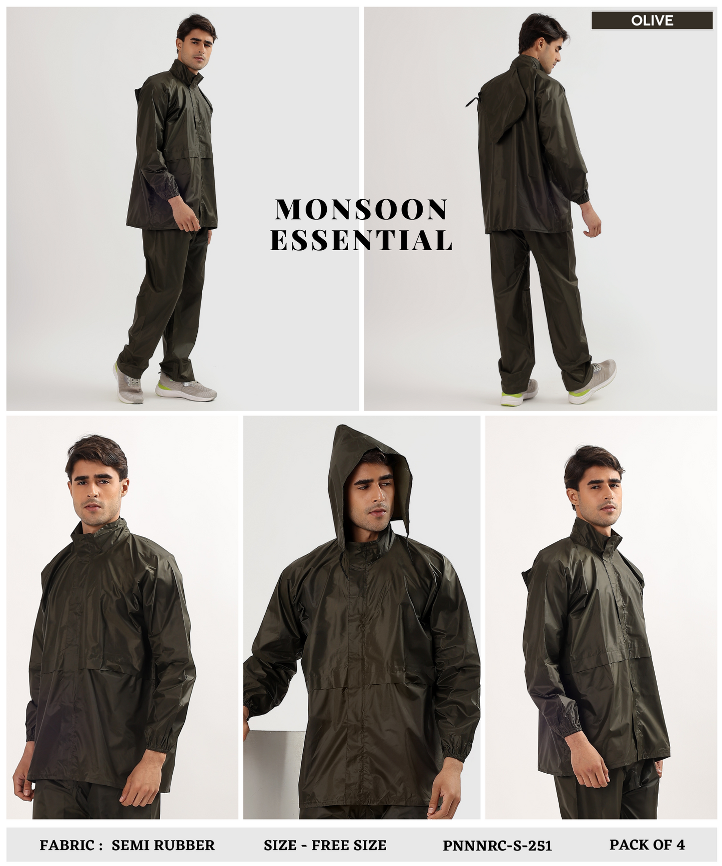 Men’s Semi-Rubber Rain Suit – Free Size