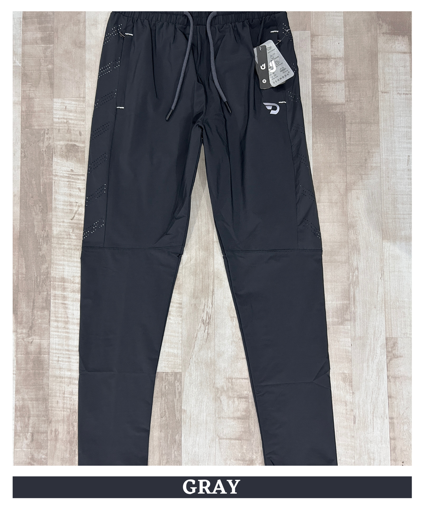 Imported Nylon Crush Lycra Trackpant – 180 GSM  Stylish Laser Cut Patch Design