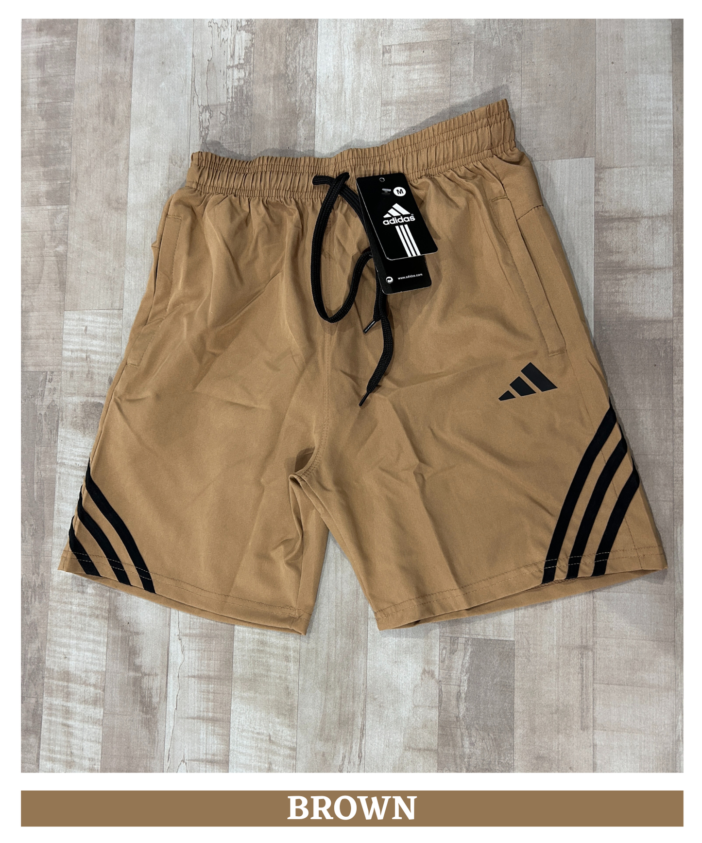 Imported Ns Parachute Lycra Shorts (15% Lycra 130 GSM) | Diagonal Triple Stripe
