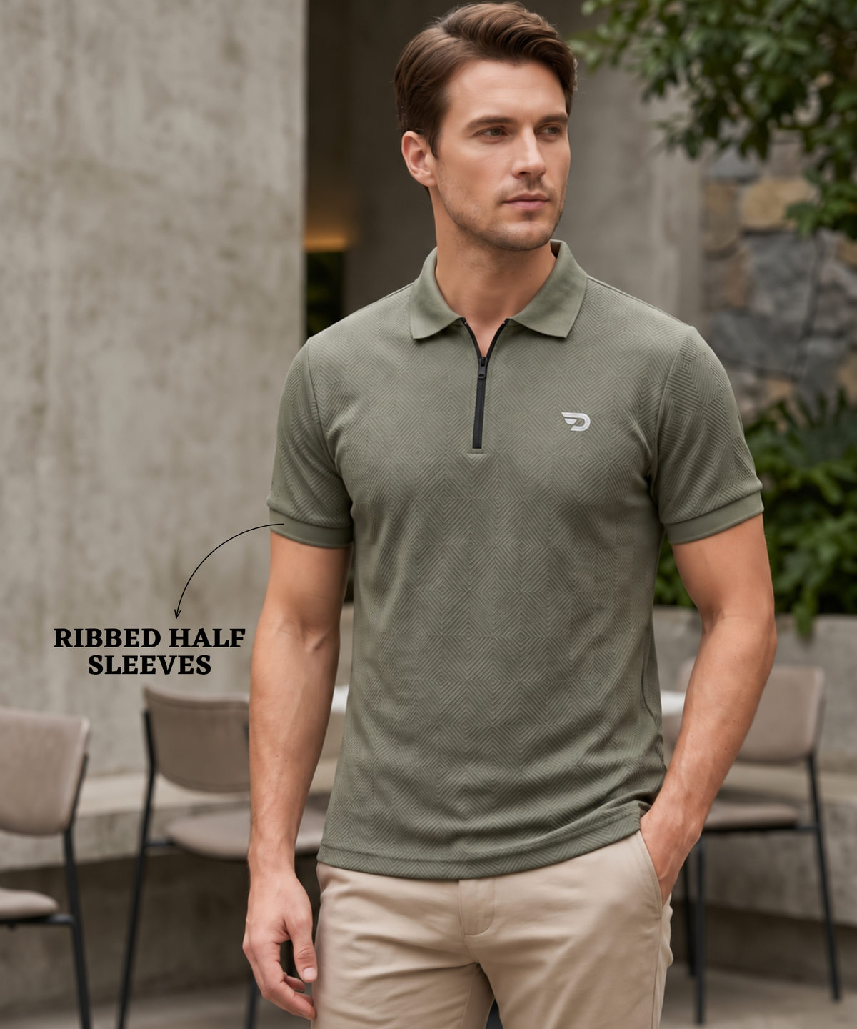 Denmonk Men's  Imported Jacquard Polo T-Shirt with Quater Zipper | 220 GSM | Regular Fit
