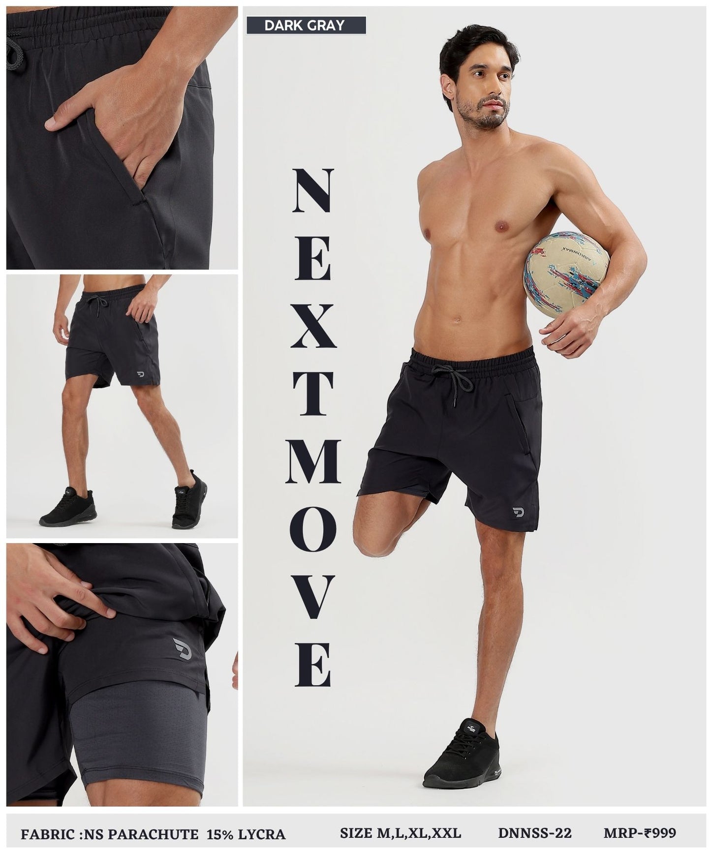 2-IN-1 SHORTS - Imported Ns Parachute Lycra (130 GSM 15% Lycra)