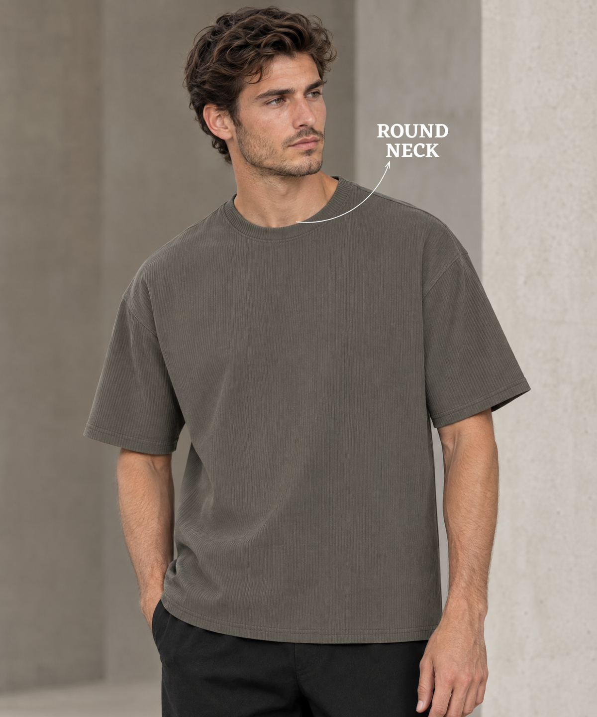 Premium Cotton Feel Plain Polo With Corduroy Texture Oversize T-Shirt for Men | 200 GSM | Boxy Fit