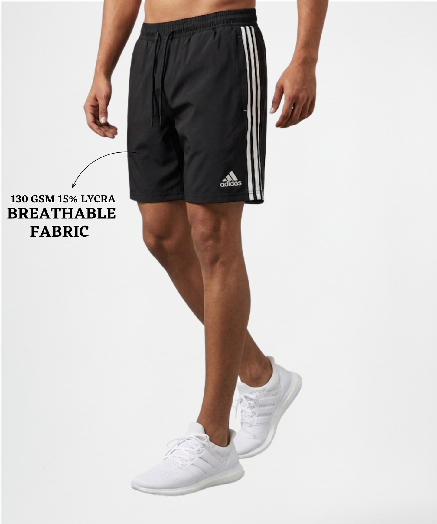 Imported Ns Parachute Lycra Shorts (15% Lycra 130 GSM) | Three Stripe