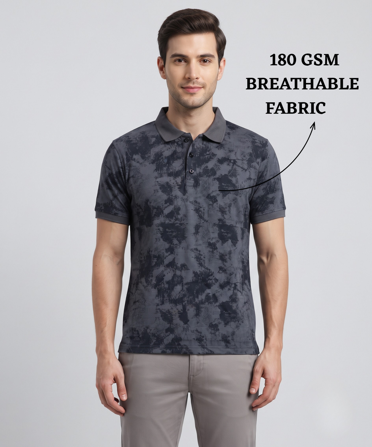 Denmonk Men’s Imported Korean Check Lycra Printed Polo T-Shirt | 180 GSM | Regular Fit