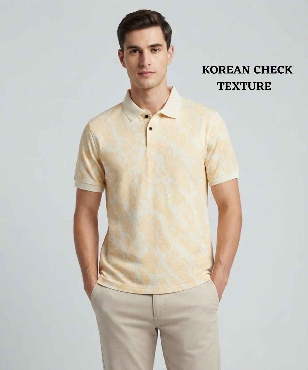 Denmonk Men’s Imported Korean Check Lycra Printed Polo T-Shirt | 180 GSM | Regular Fit