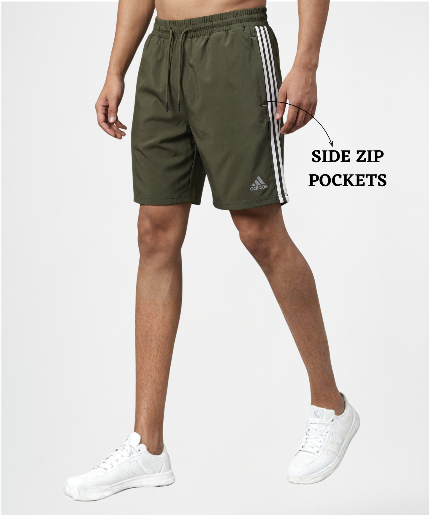 Imported Ns Parachute Lycra Shorts (15% Lycra 130 GSM) | Three Stripe