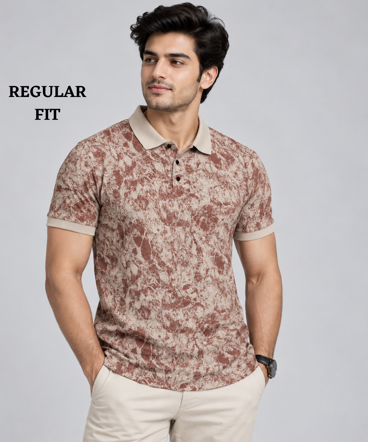 Denmonk Men’s Imported Korean Check Lycra Printed Polo T-Shirt | 180 GSM | Regular Fit
