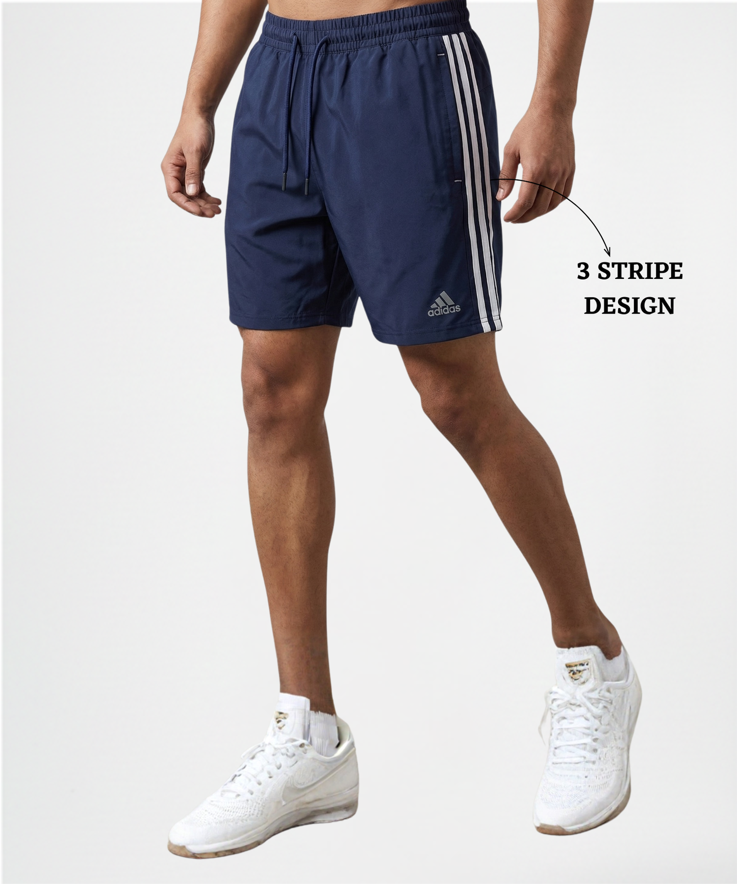 Imported Ns Parachute Lycra Shorts (15% Lycra 130 GSM) | Three Stripe