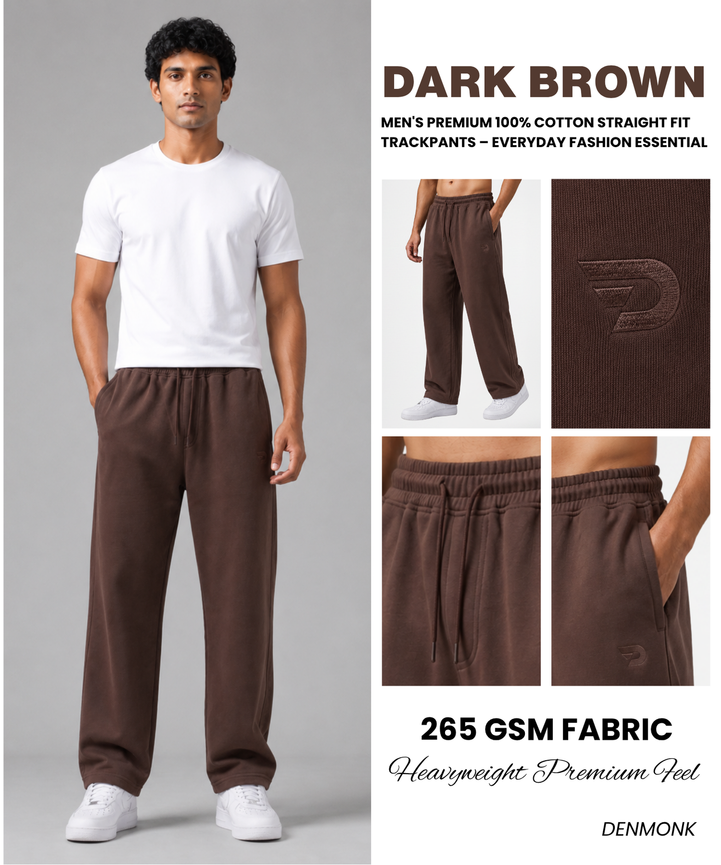 Men's Premium 100% Cotton Straight Fit Trackpants – Everyday Fashion Essential | GSM 250