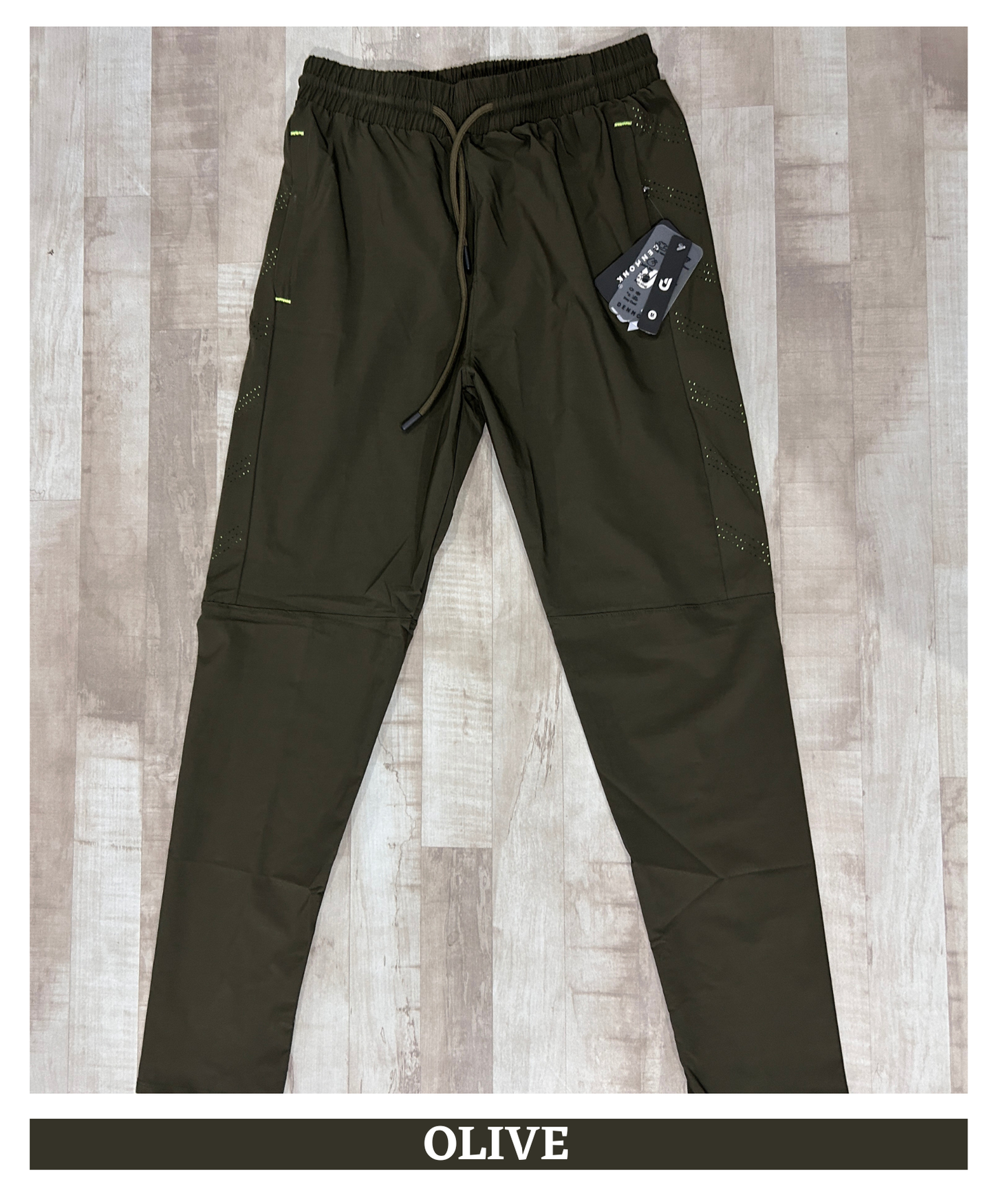 Imported Nylon Crush Lycra Trackpant – 180 GSM  Stylish Laser Cut Patch Design