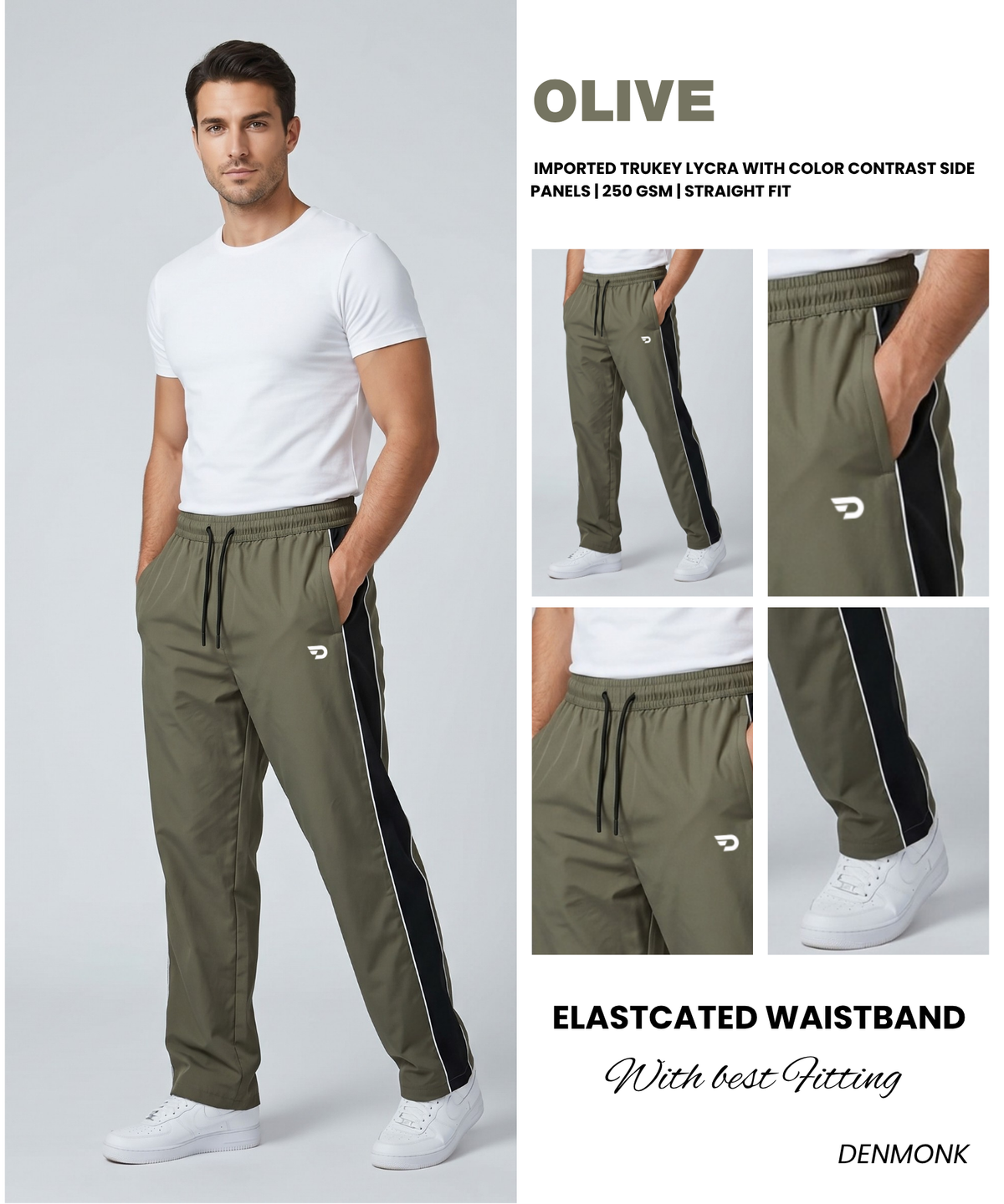 ActivePro Trackpant  – Imported Turkey Lycra Cotton Feel With Color Contrast Side Panels & Reflective Piping | 250 GSM | Straight Fit