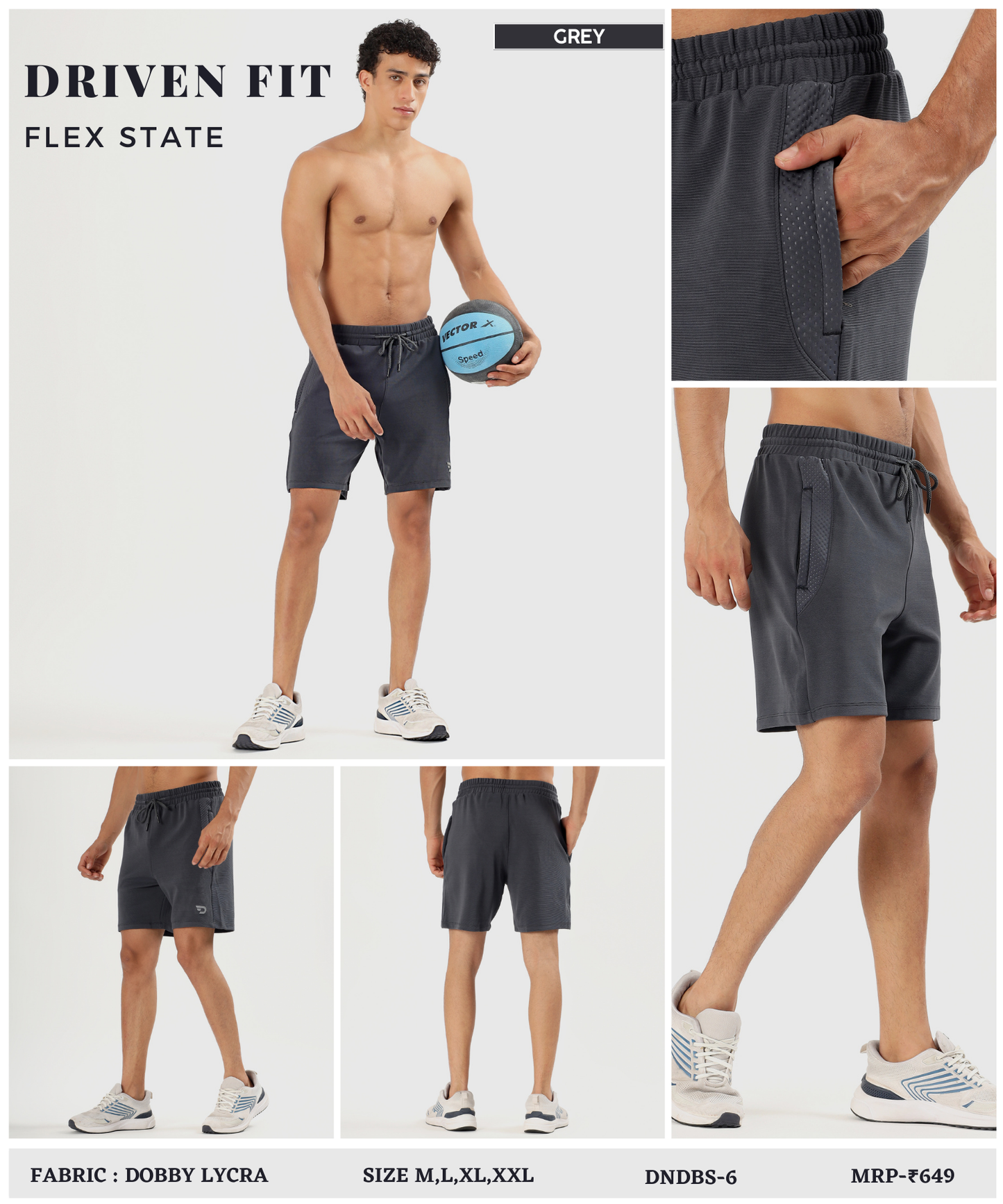 Active Bugdot Shorts- Imported Dobby Lycra  (GSM 260)