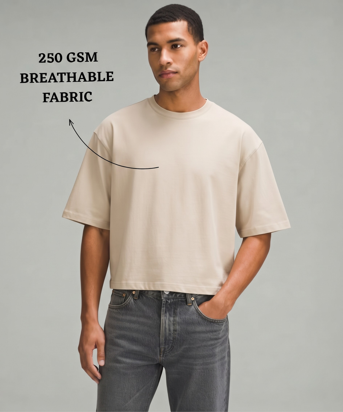 Denmonk Men’s Imported Cotton Feel Terry T-Shirt | 250 GSM | Oversized Boxy Fit