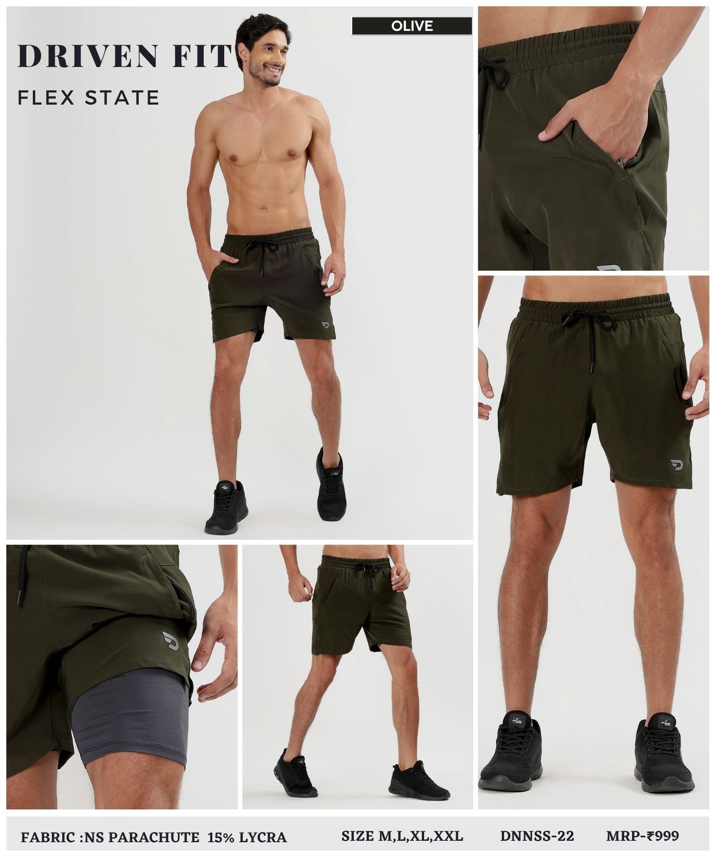 2-IN-1 SHORTS - Imported Ns Parachute Lycra (130 GSM 15% Lycra)