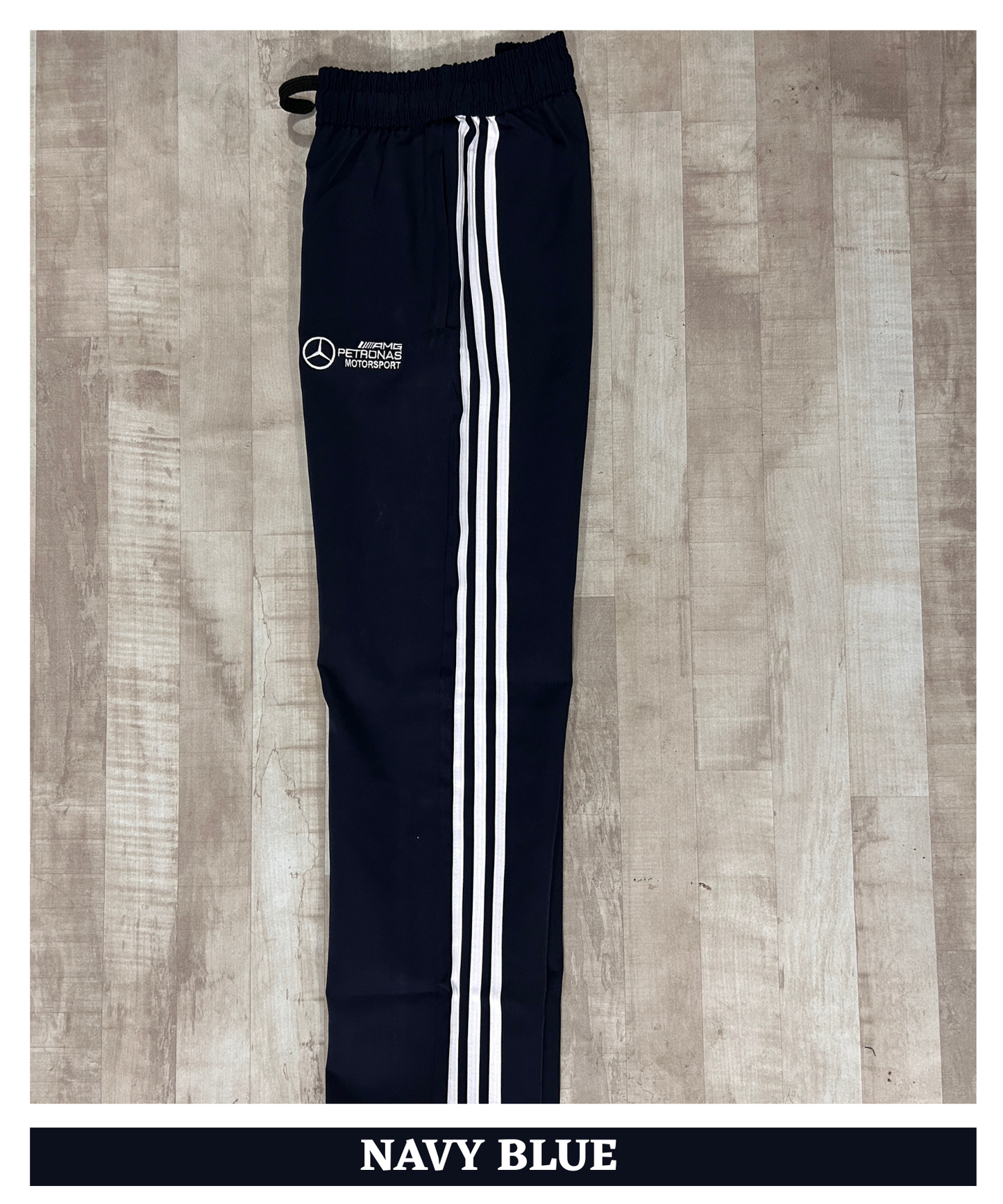 Imported NS Terry Lycra Trackpant (180–190 GSM) – Aqua Blue 3 Stripe Edition | Embroidery Logo