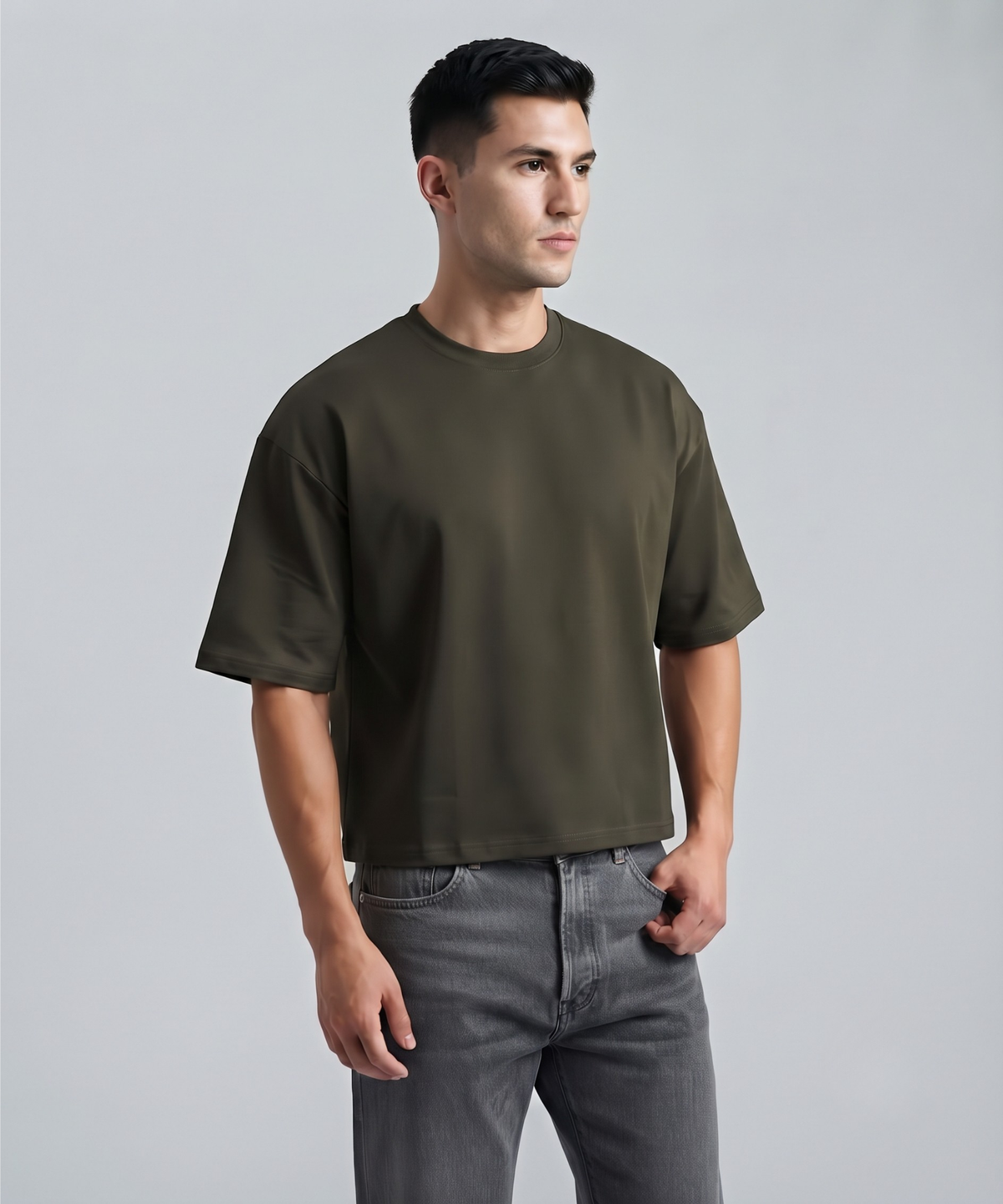 Denmonk Men’s Imported Cotton Feel Terry T-Shirt | 250 GSM | Oversized Boxy Fit