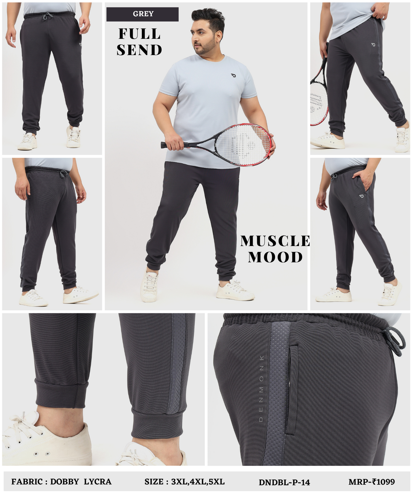 CoreFit – Imported Dobby Lycra | 280 GSM | Full Side Bugdot Patch | Ribbed Hem | Side Seam Pocket | Plus Size Lower