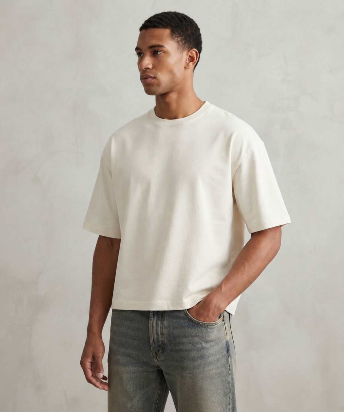Denmonk Men’s Imported Cotton Feel Terry T-Shirt | 250 GSM | Oversized Boxy Fit