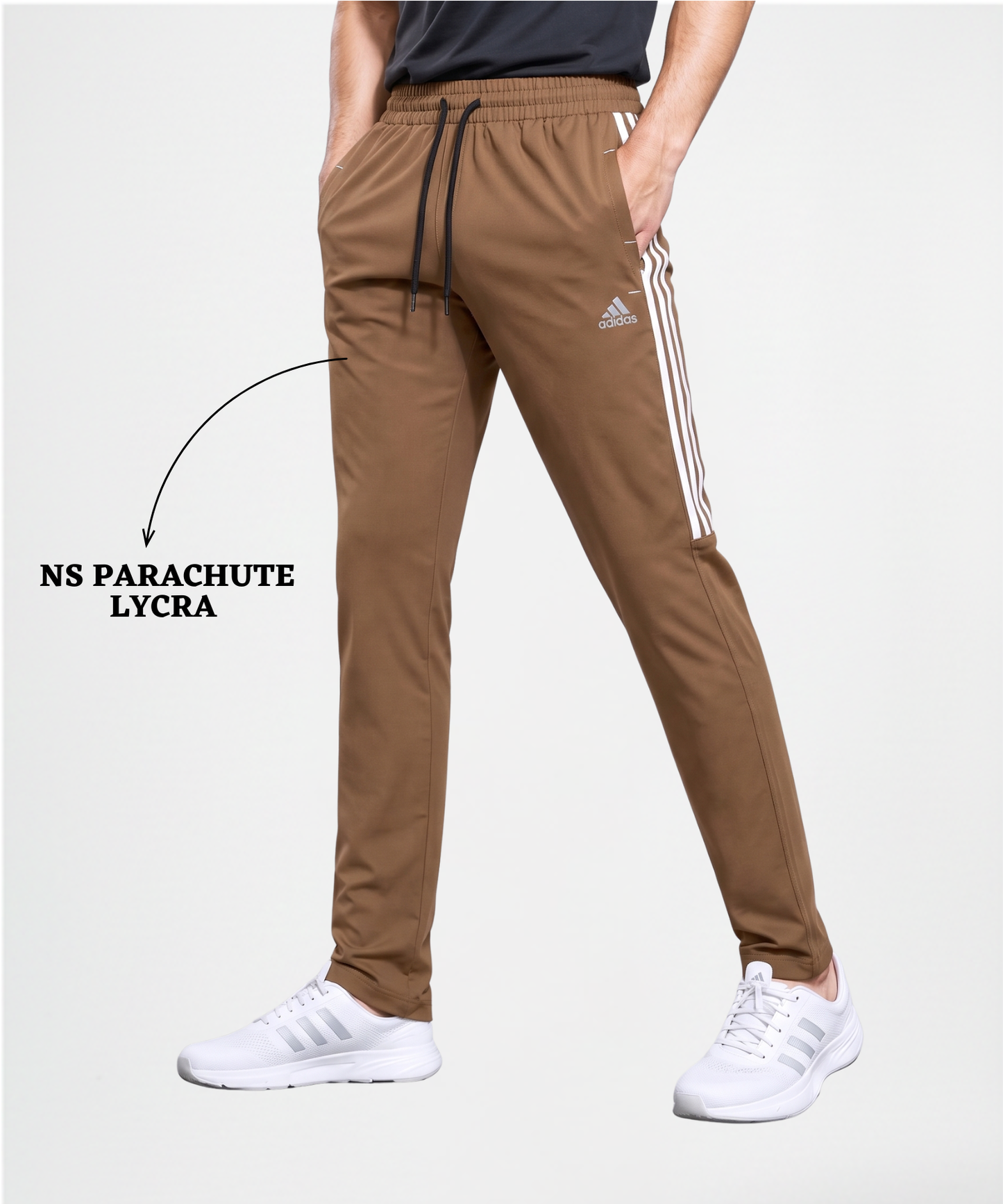 Imported Ns Parachute Lycra Lower (15% Lycra 145 GSM) | Half 3-strip design