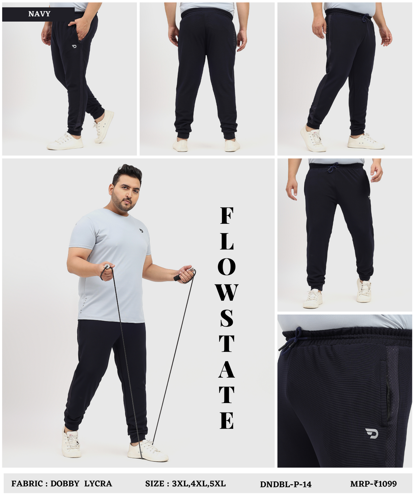 CoreFit – Imported Dobby Lycra | 280 GSM | Full Side Bugdot Patch | Ribbed Hem | Side Seam Pocket | Plus Size Lower
