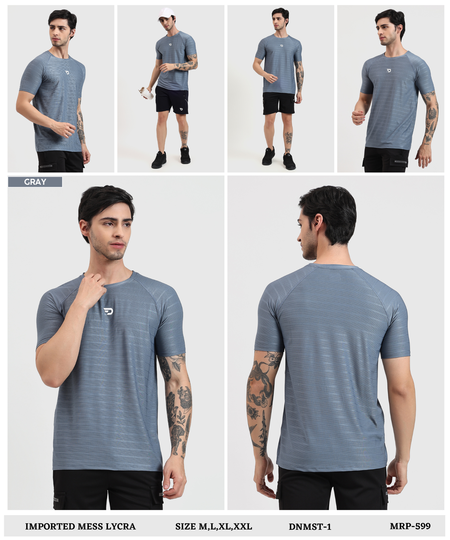 Power T-shirt - Pin Point Mess Lycra (GSM 180)