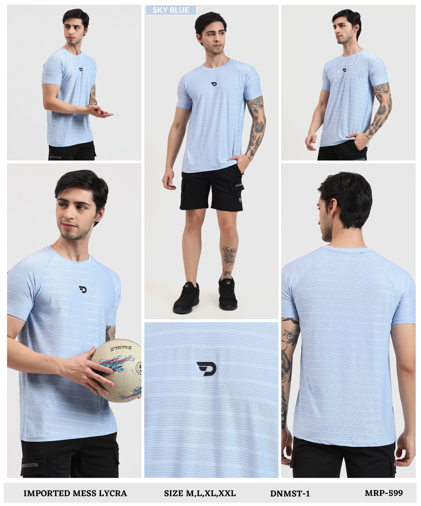 Power T-shirt - Pin Point Mess Lycra (GSM 180)
