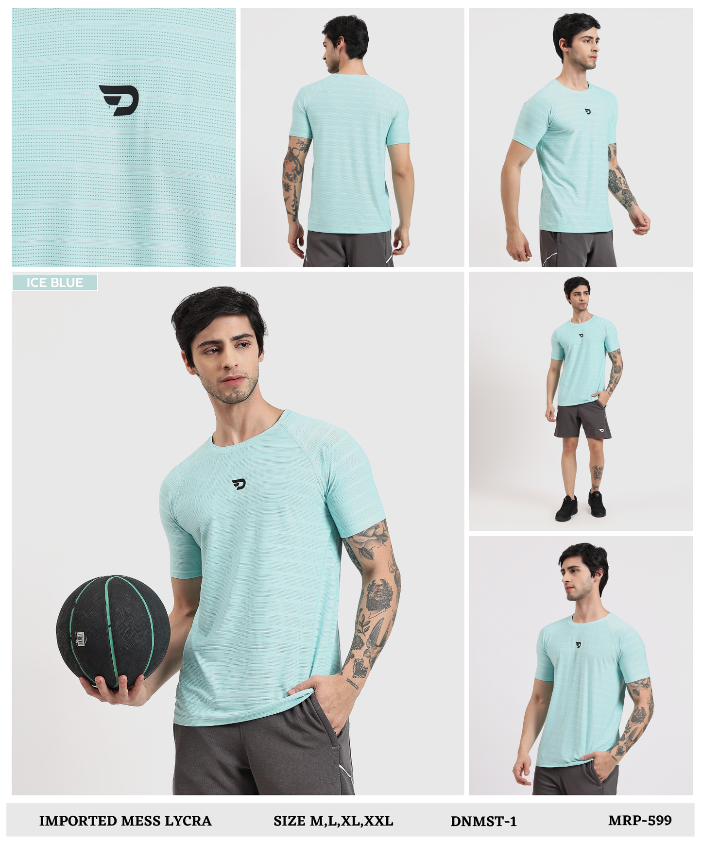 Power T-shirt - Pin Point Mess Lycra (GSM 180)