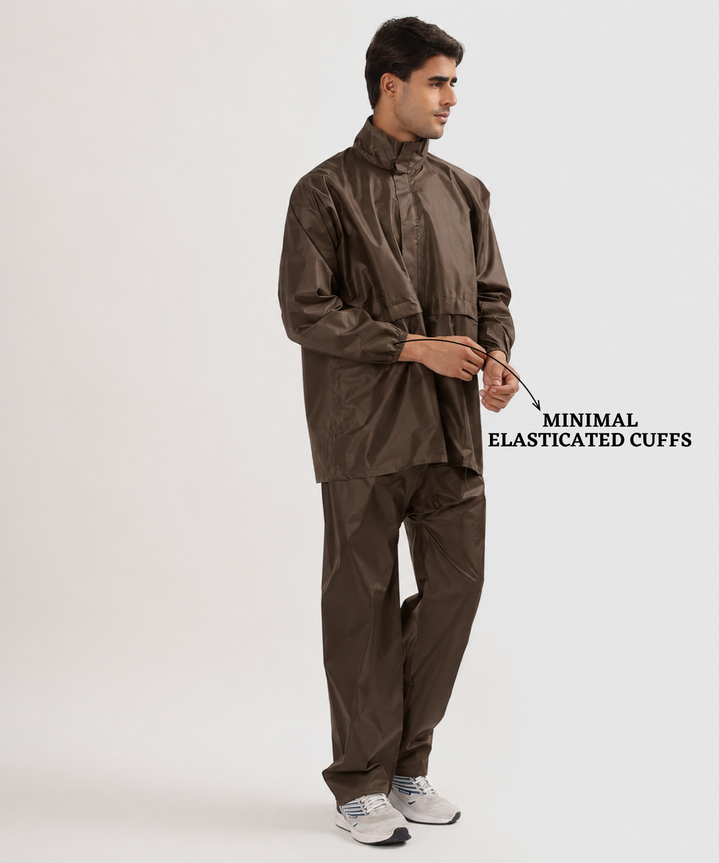 Men's Semi-Rubber Full Body Waterproof Rain Suit with Ribbed Cuffs | Free Size