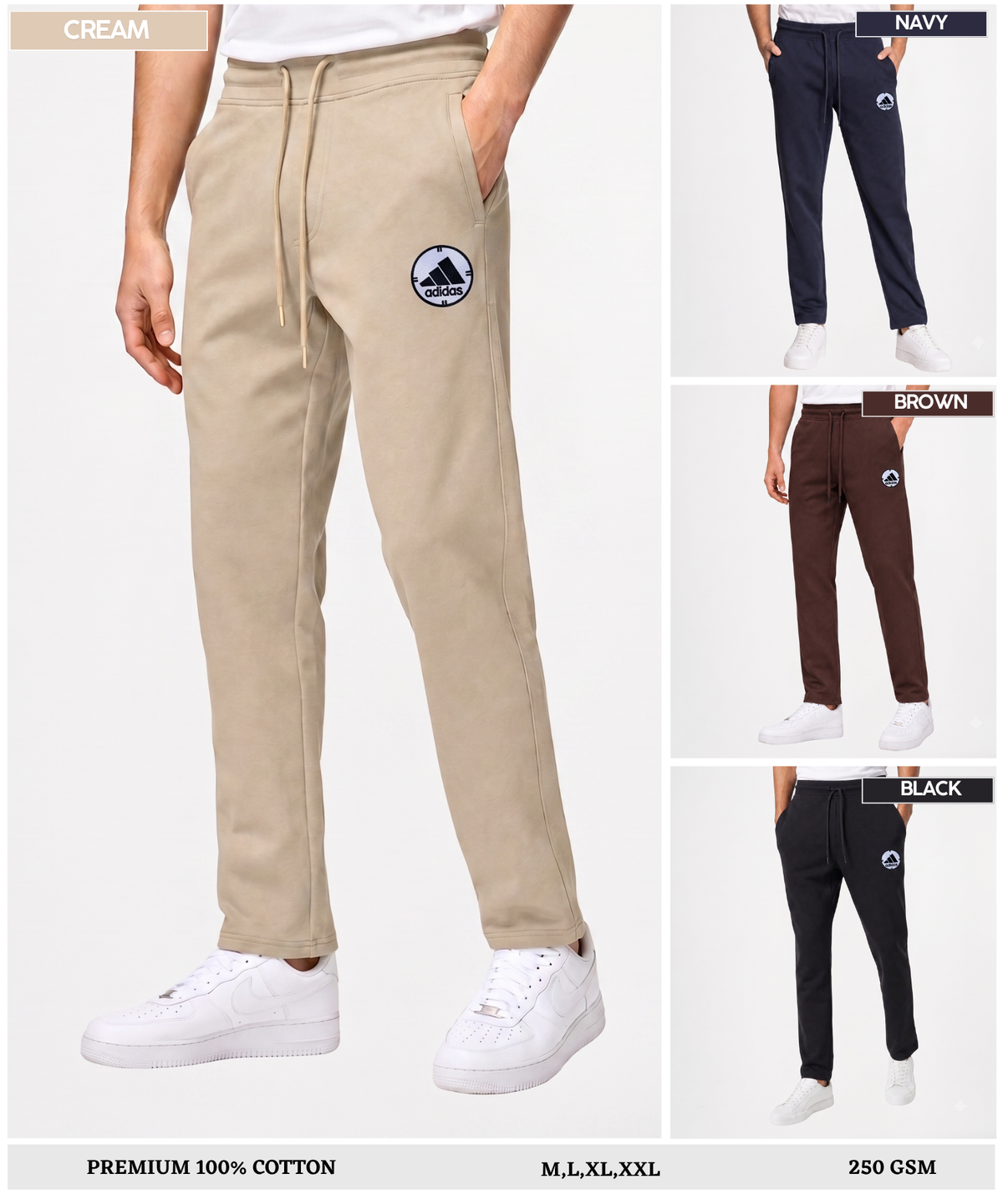 Men's Premium Quality 100% Cotton Trackpant (GSM 250) | Slim Fit