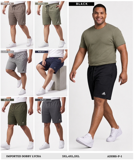 Imported Dobby Lycra Plus Size Shorts (GSM 250)