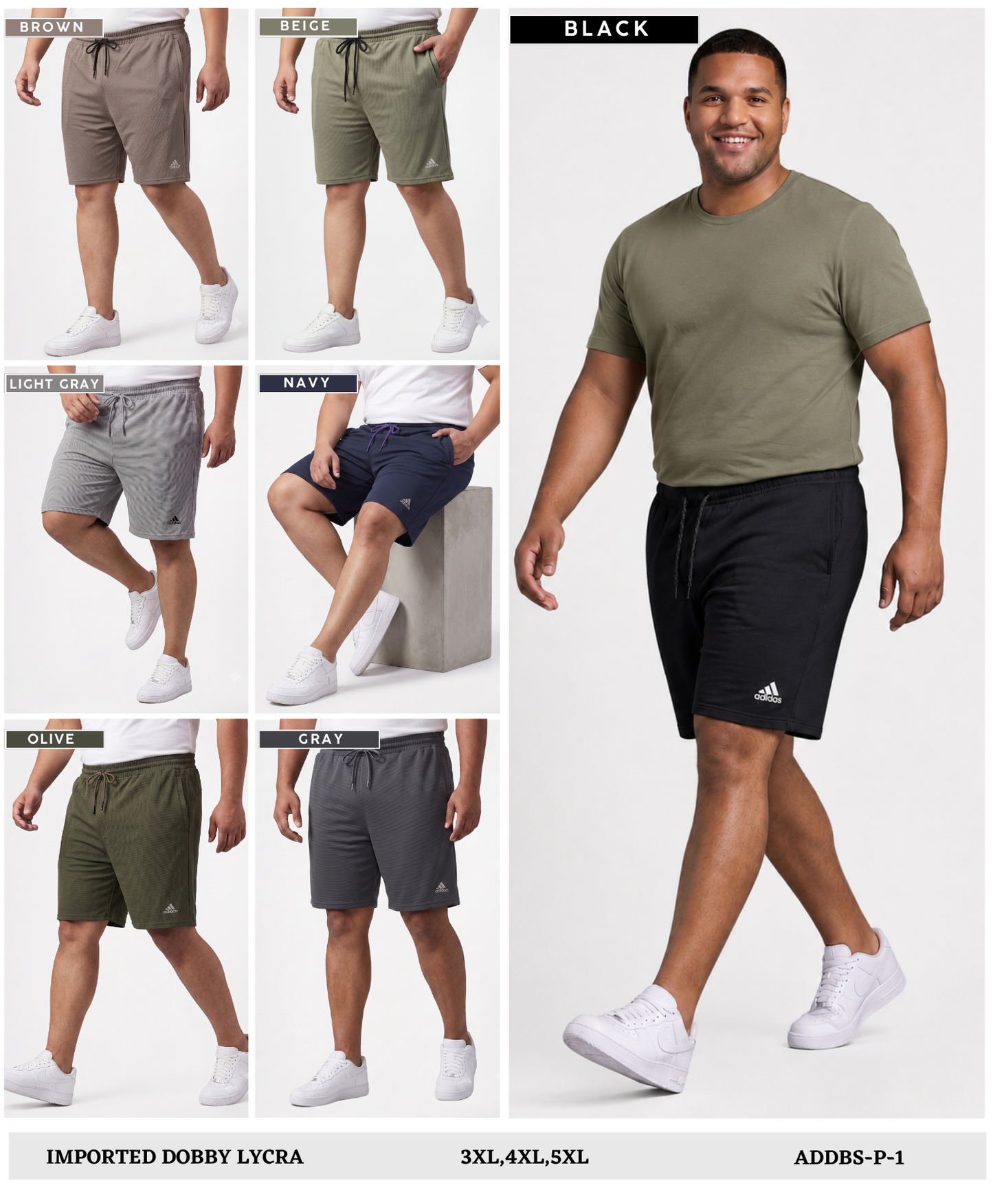 Imported Dobby Lycra Plus Size Shorts (GSM 250)