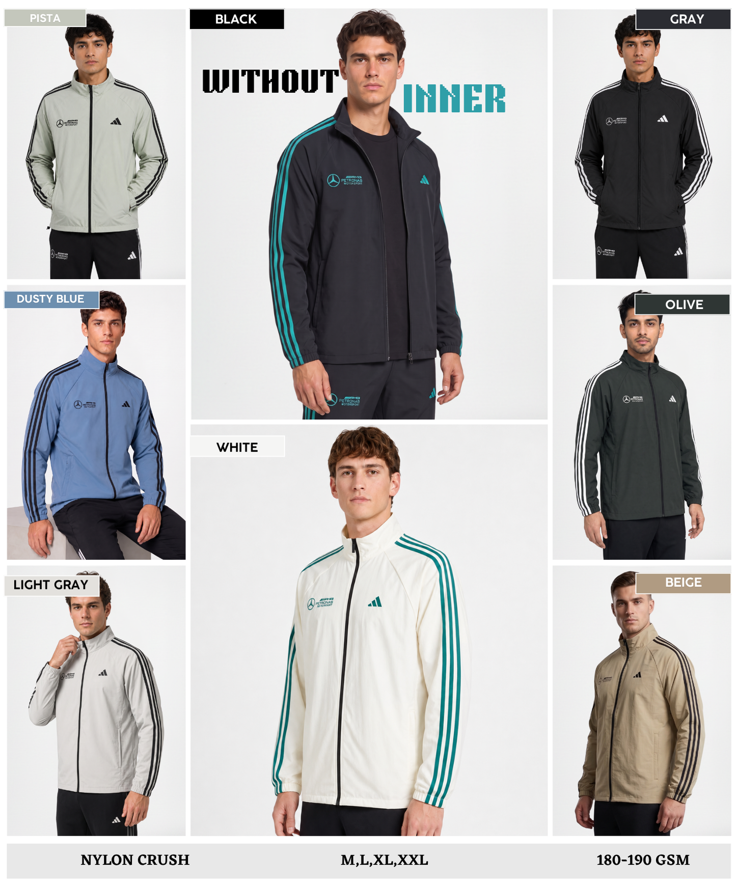 Men's Premium Imported Nylon crush  Lycra Sports Jacket | Without Inner Fabric