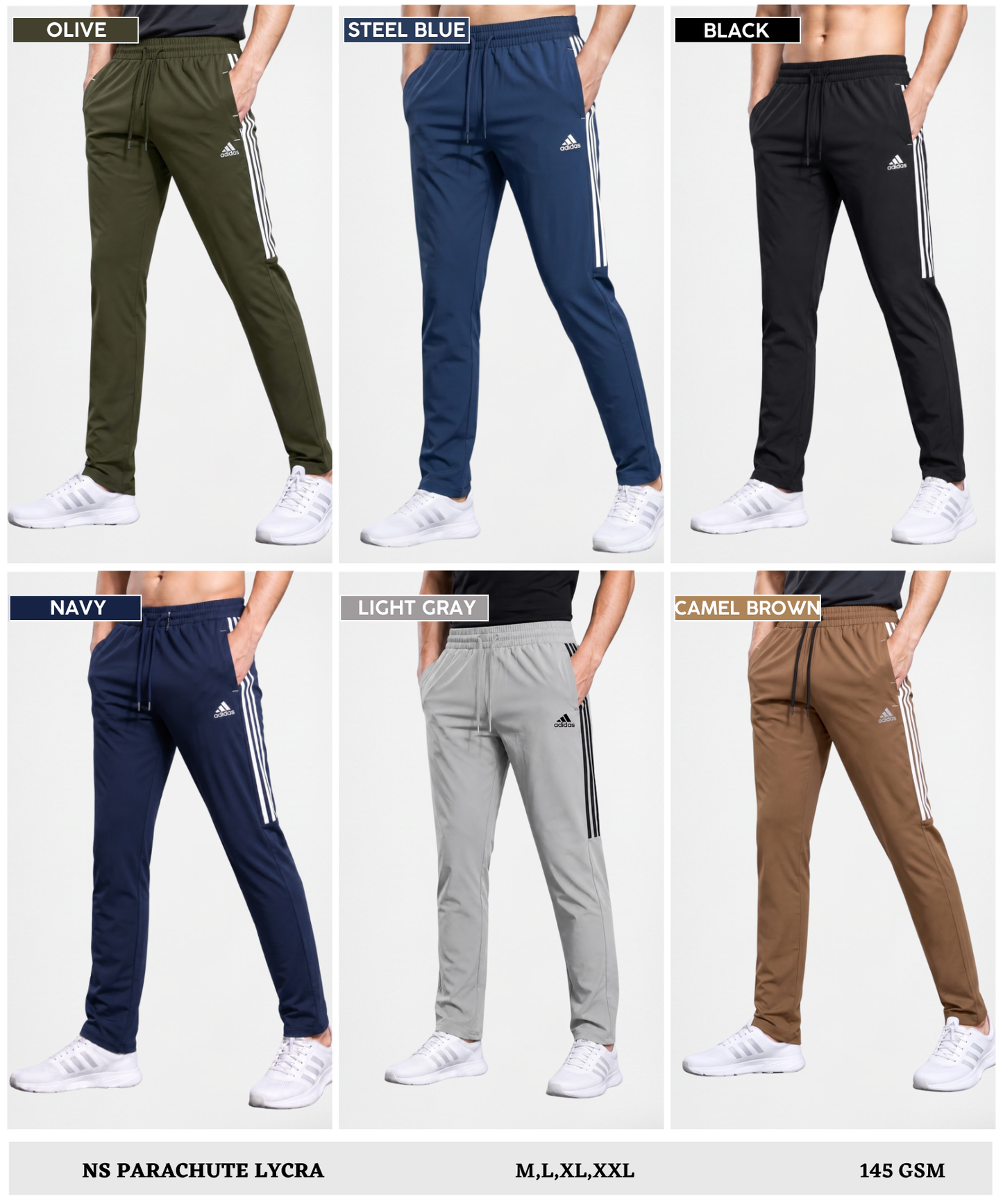 Imported Ns Parachute Lycra Lower (15% Lycra 145 GSM) | Half 3-strip design