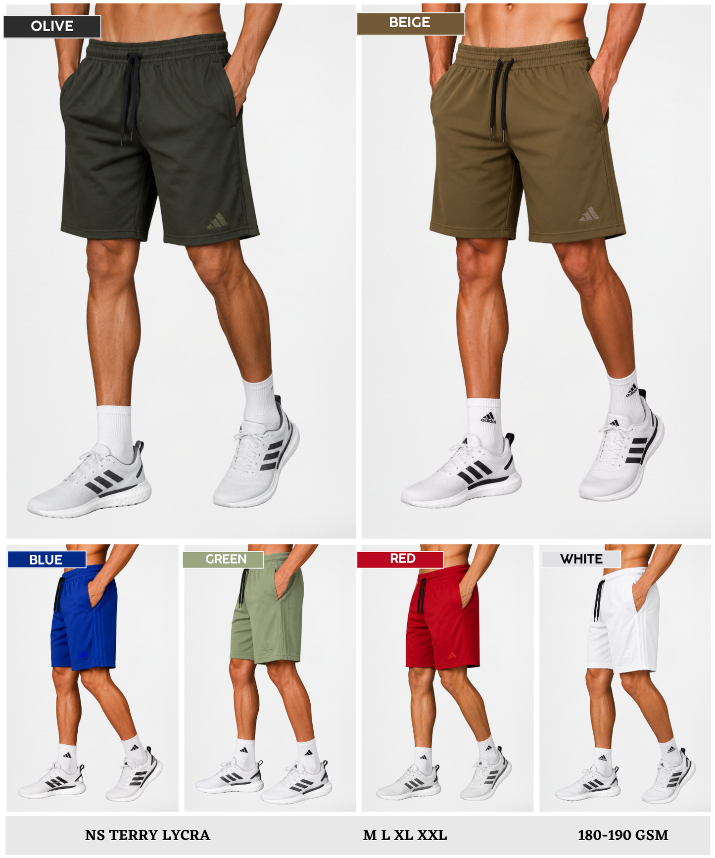 Imported NS Terry Lycra Shorts  (GSM 180-190) |  Same Colour Patti