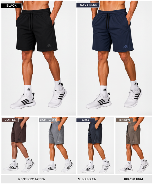 Imported NS Terry Lycra Shorts  (GSM 180-190) |  Same Colour Patti