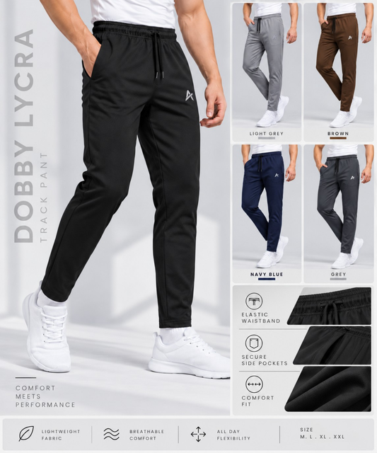 Denmonk Men's Imported Athvix Dobby Lycra Track Pants | 240 GSM | Regular Fit