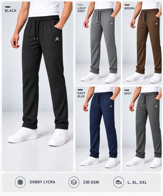 Denmonk Men's Premium Athvix Dobby Lycra Track Pants with D Pocket | 250 GSM | Regular Fit