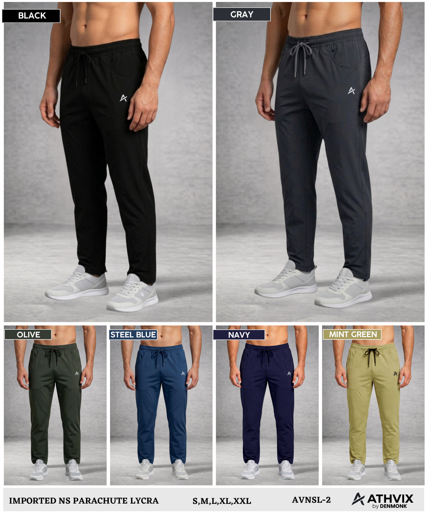 Imported NS Parachute Lycra Track Lower – 12% Lycra | 130 GSM | D Pockets | Athvix Active Wear By Denmonk