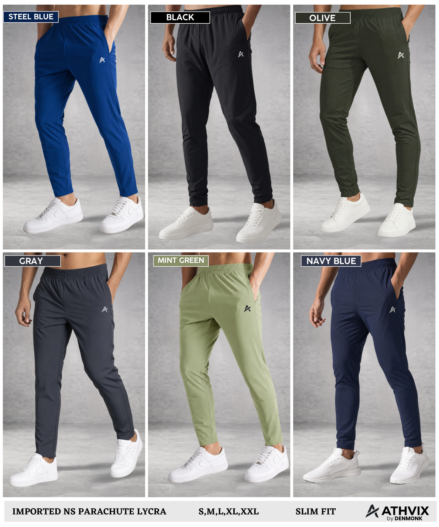 Imported Ns Parachute Lycra Trackpant (12% Lycra 130 GSM) | Athvix Active wear by Denmonk