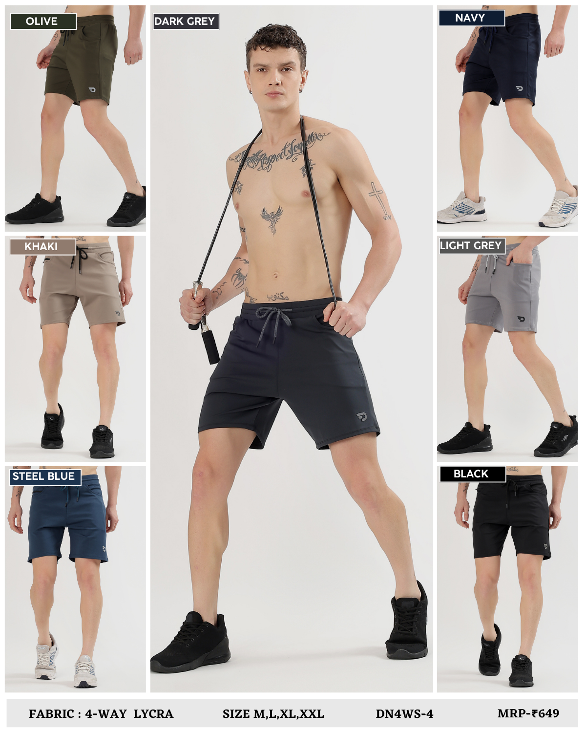 Stretch Performance Shorts - Imported 4way Taiwan Lycra (GSM 260)