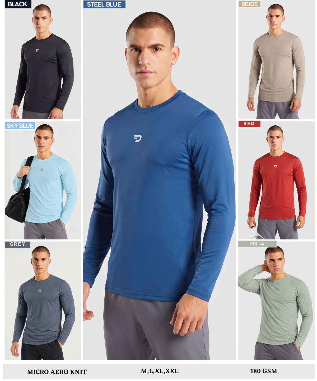 Denmonk Men's Imported Micro Aero Knit Full Sleeve T-Shirt | 180 GSM | Regular Fit