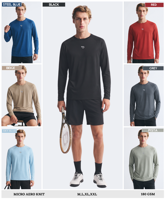 Denmonk Men's Imported Micro Aero Knit Raglan Full Sleeve T-Shirt | 180 GSM | Regular Fit