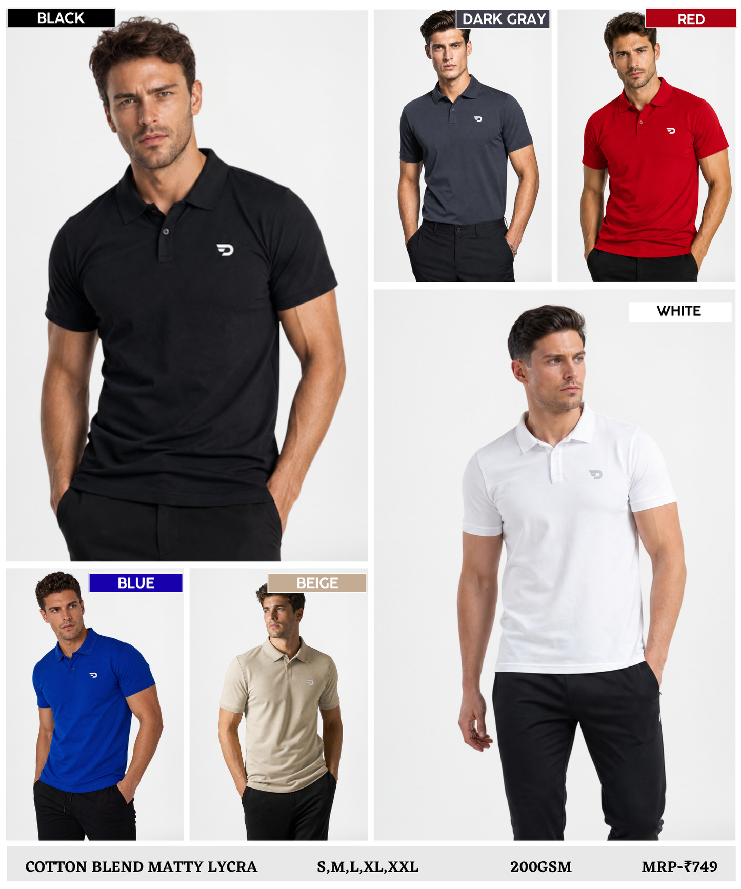 Imported Cotton Blend Matty Polo T-Shirt for Men 200GSM| Soft Touch Lycra Fabric | Breathable Regular Fit