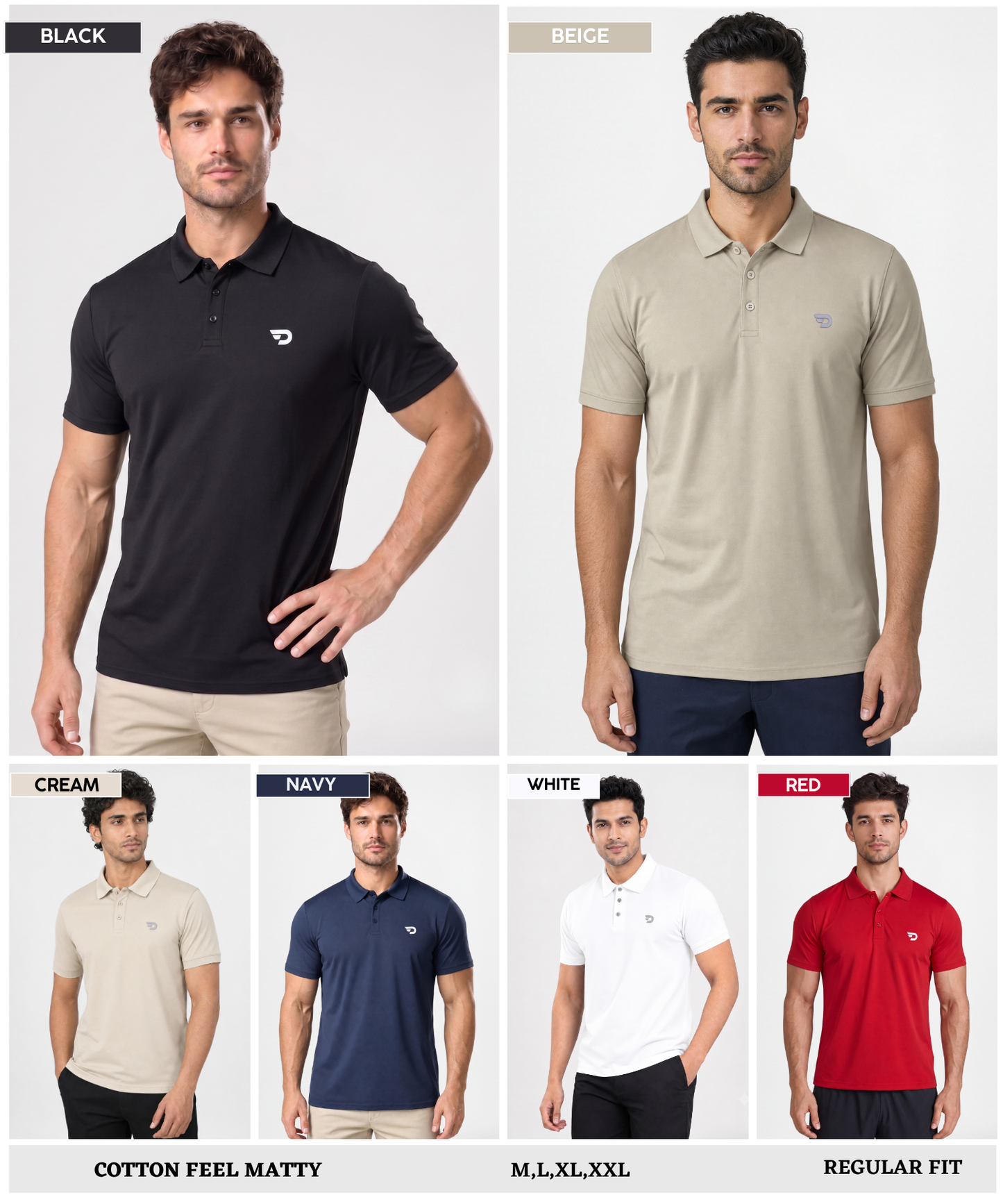 Imported Cotton Feel Matty Lycra Polo T-Shirt for Men | 220 GSM | Regular Fit