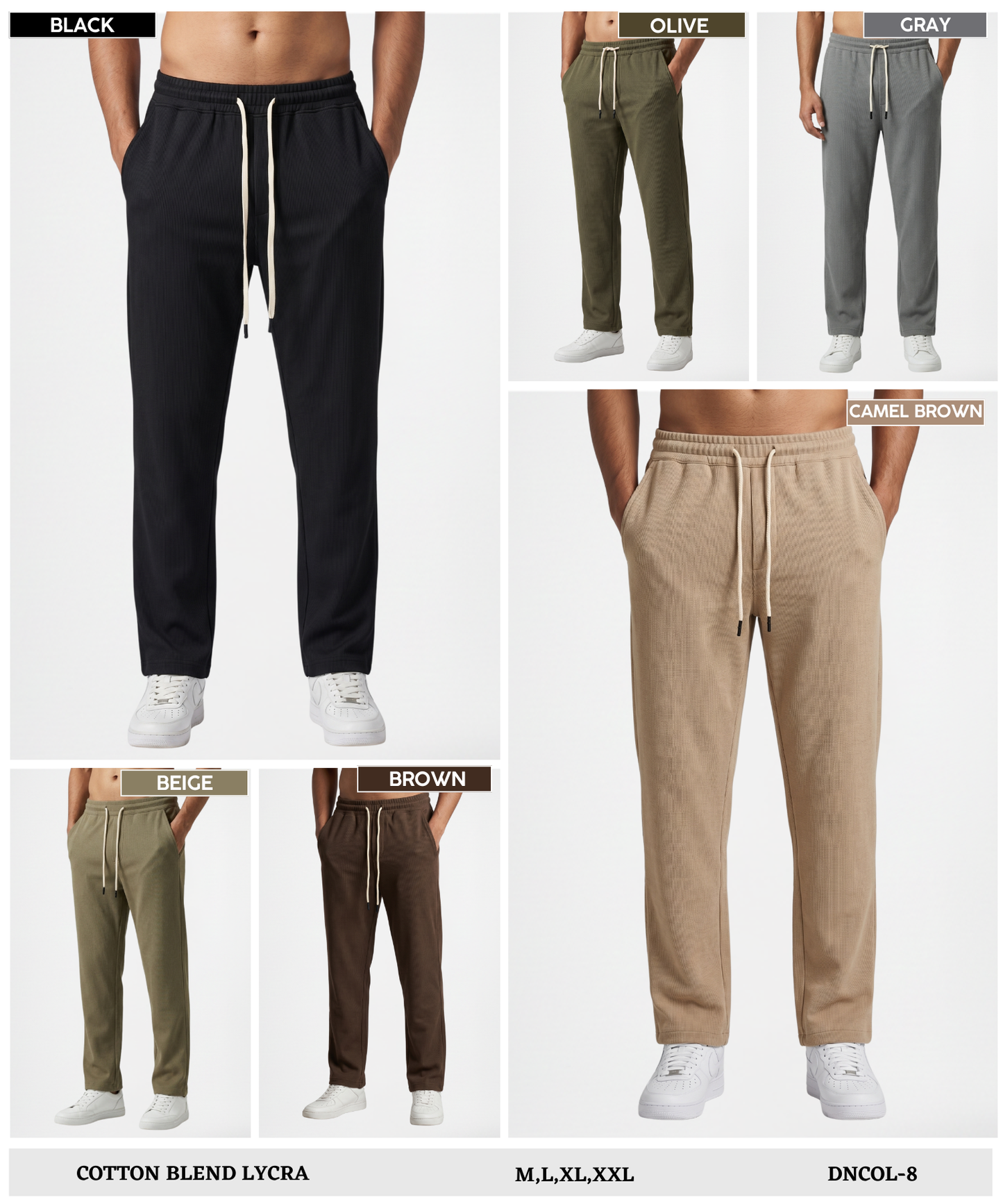 Men's Premium Textured Cotton Blend Lycra Track Pants – Comfortable Casual Wear TrackPant